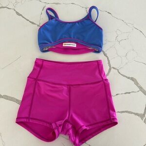 Honeycut Child Medium 2 Piece Dance Outfit Pink & Blue